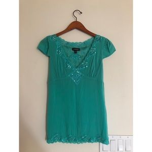 Turquoise bebe blouse